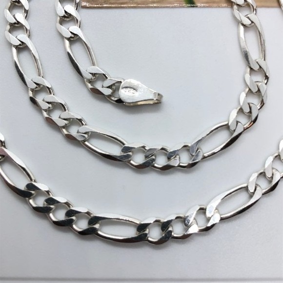 Sterling Silver 5mm 16" Figaro Chain - Picture 3 of 5